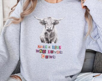 Trendy Highland Kuh Sweatshirt, süßes Farm Familie Shirt, Bauern Shirt, Western Cowgirl Sweatshirt, lustiges Kuh Geschenk, Kuh Shirt, lustiges Kuhmädchen,