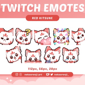 Kitsune Rotfuchs | Twitch Discord YouTube | Stream-Assets | Kawaii | Niedliches Emote | Tier | Sofort Download