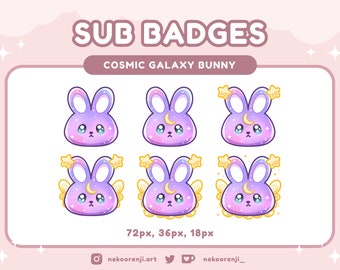 Galaxy Bunny Sub Badges Twitch Cute Bunny Badges Rabbit Sub Badges Bit Badges Twitch Cosmic Bunny Sub Badges Cute Twitch Graphics Stream