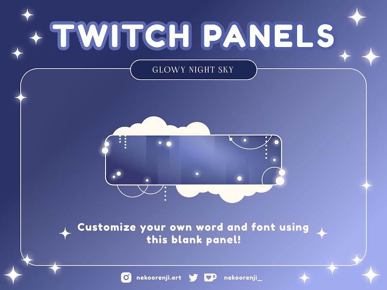 Night Sky Panels for Streaming Dreamy Twitch Panels Aesthetic Blue
