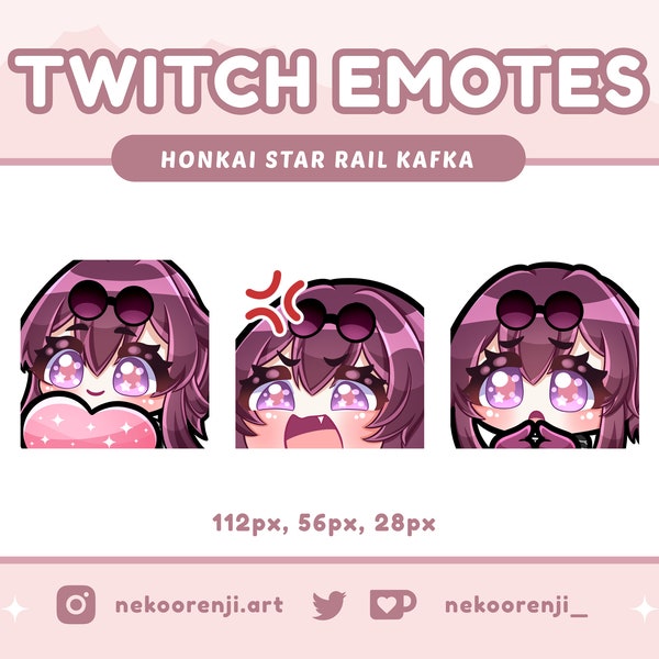 Honkai Star Rail Kafka Emotes for Twitch Cute Emotes Discord Custom Twitch Emotes Discord Stickers Cute Chibi Emotes