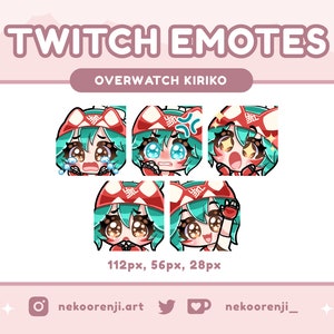 Kiriko Overwatch Emotes for Twitch Cute Emotes Twitch Discord Sticker Chibi Girl Emotes Bundle Streaming Graphic Twitch Emote Pack