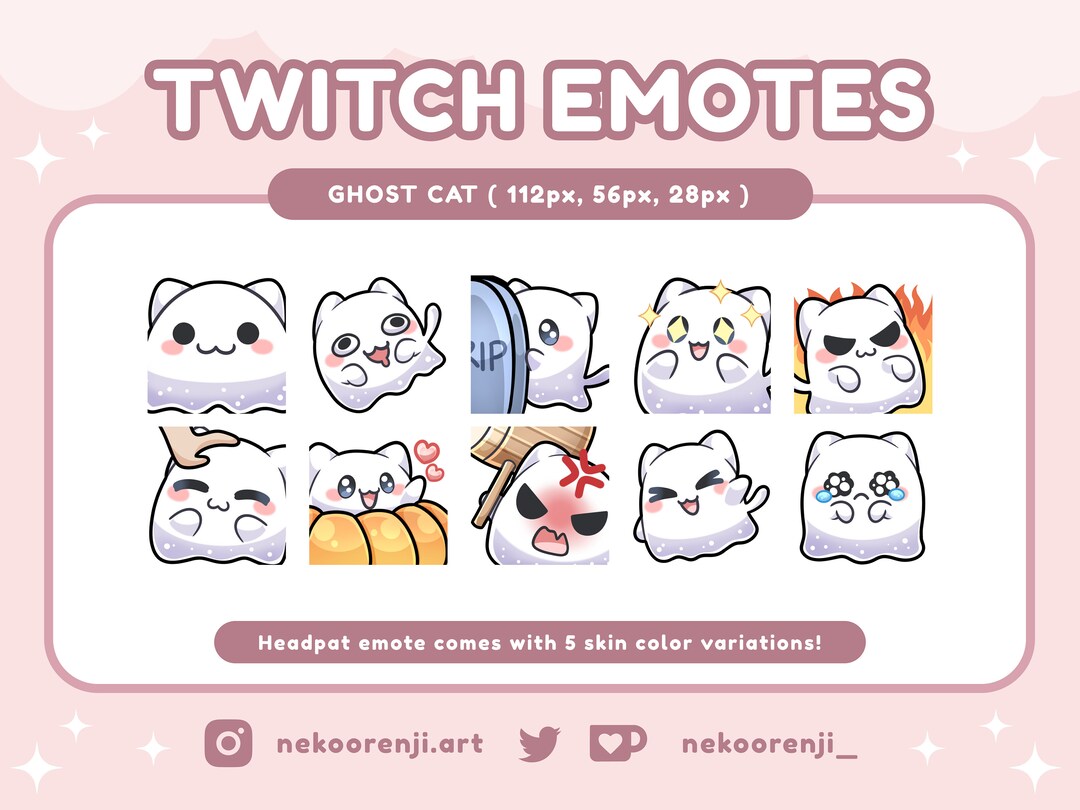 Ghost Cat Emotes for Twitch Cute Cat Emotes Halloween Emotes Spooky ...