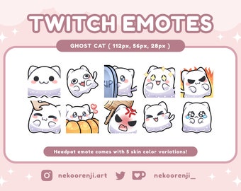 Geisterkatzen-Emotes für Twitch, süße Katzen-Emotes, Halloween-Emotes, gruselige Emotes, Twitch-Katzen-Emotes, Twitch-Emotes-Set, Kawaii-Emotes, Discord-Sticker