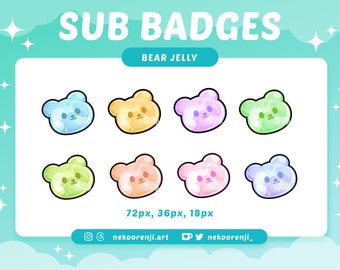 Bear Jelly Sub & Bit Badges | Twitch Discord YouTube | Stream Assets | Cute | Instant Download