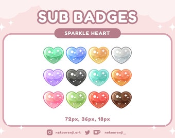Cute Heart Sub Badges for Twitch Streaming Graphic Aesthetic Bit Badges Twitch Sub Badges Bit Badges