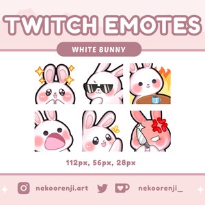Cute Bunny Emotes for Twitch Rabbit Emotes for Streaming Graphics Kawaii Twitch Emotes Set Bundle Discord Sticker