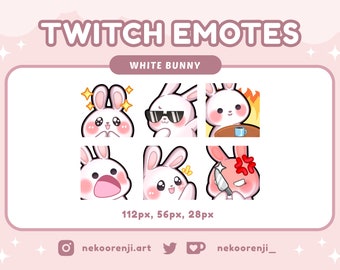 Schattige konijn-emotes voor Twitch Konijn-emotes voor streaming graphics Kawaii Twitch-emotes Set Bundel Discord-sticker