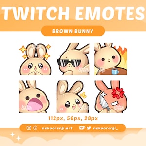 Brown Bunny Emote | Twitch Discord YouTube | Stream Assets | Animal | Kawaii | Cute Emote | Instant Download