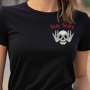 Halloween Shirt, Skeleton T-shirt, Stay Scary Shirt, Fall shirt, Halloween Gift, Spooky Shirt, Fall Halloween Shirt, Peeking Skeleton Shirt