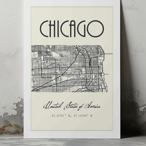 Trendy Chicago Stadtbild Druck,Chicago Stadt Karte bunt,Chicago Kunstwerk,große druckbare Kunst,trendige Wandkunst,Digitaldruck