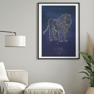 Trendy Retro Astrology Leo Print,Vintage Wall Art ,Modern Kitchen Decor, Illustration Large Printable Art,Trendy Wall Art,Digital Print
