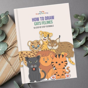HOW TO DRAW Cute Cats for Kids: Printable Drawing Worksheets| How to draw e-book | Feline Printable Classroom Activity | Craft Templates