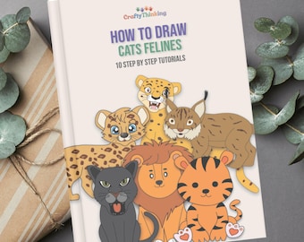 HOW TO DRAW Cute Cats for Kids: Printable Drawing Worksheets| How to draw e-book | Feline Printable Classroom Activity | Craft Templates