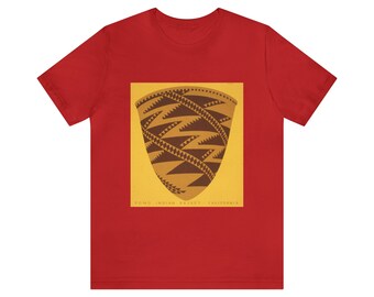 L’art amérindien est génial ! | Panier indien Pomo | Tee-shirt unisexe à manches courtes pour les fans et les partisans de l’art aborigène dans le monde entier v3a