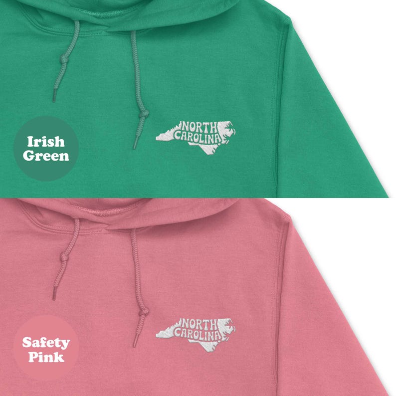 North Carolina Embroidered Hoodie, Adult Unisex Men's or Women's North Carolina Hoodies, NC Gift image 10