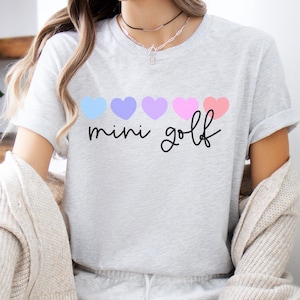 Mini Golf Shirts For Women, Women&#39;s Mini Golfing T-Shirt, I Love Mini Golf Shirt, I Heart Mini Golf Tee, Mini Golf Lover T-Shirts