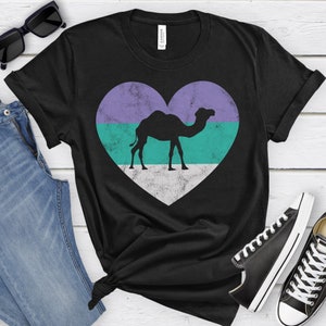 Camel Shirt for Women and Girls, Cute Camel T-Shirt, Retro Vintage Camel Shirts, I Heart Camels, Gift for Camel Lover