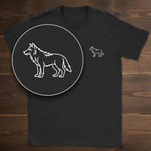 Wolf T-Shirt, Minimalist Animal Line Art, Small White Badge Print, Simple Shirt for Men and Women