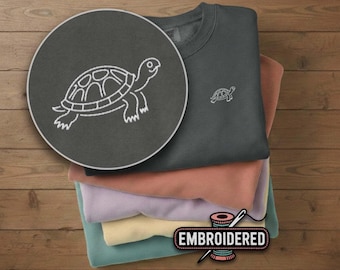 Embroidered Turtle Comfort Colors Sweatshirt, Crewneck Sweatshirts for Women or Men, Animal Gift