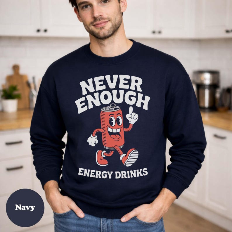 Energy Drinks Sweatshirt, Funny Energy Drink Sweatshirts, Energy Drink Crewneck Sweater, Energy Drink Sweaters, Energy Drink Gift afbeelding 3