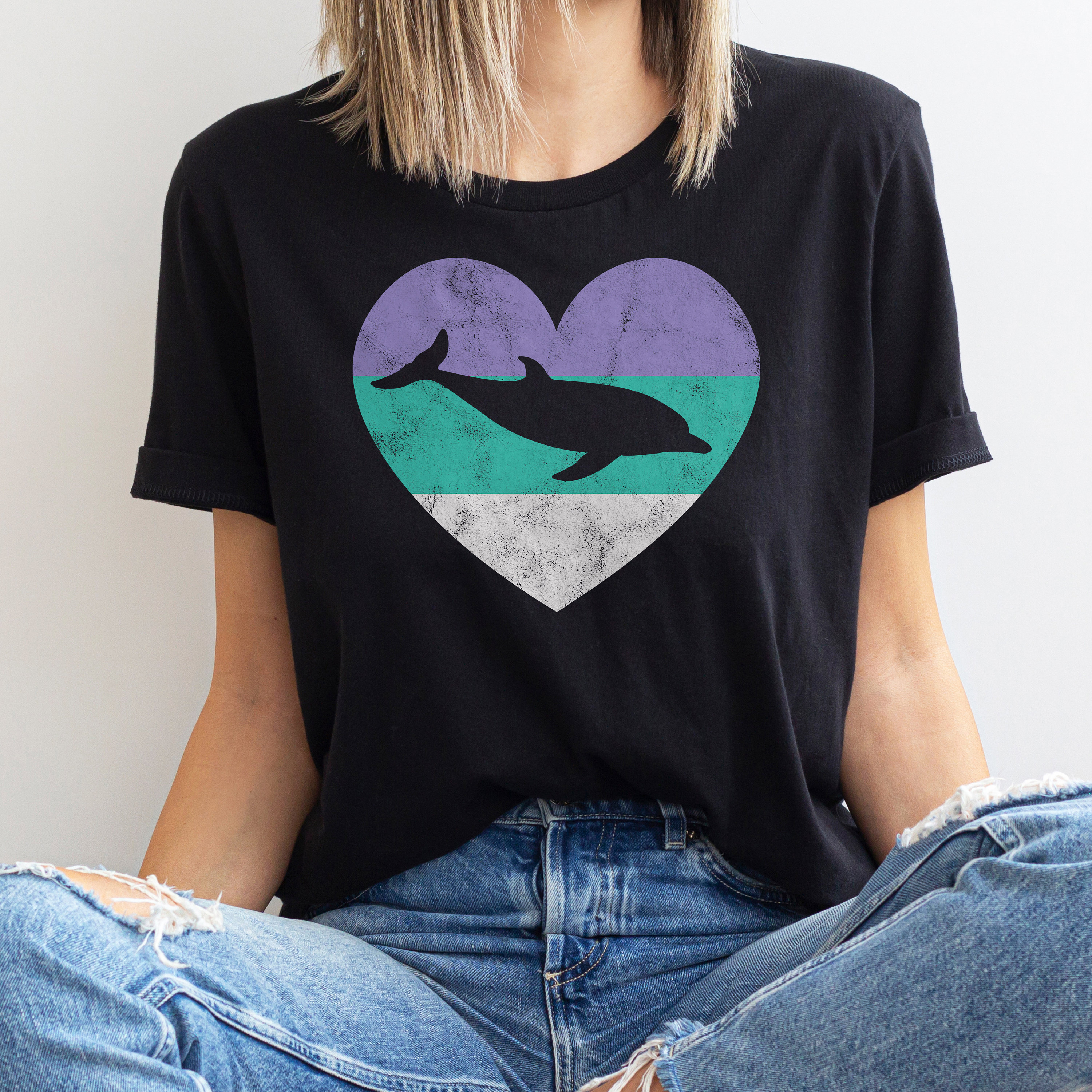 Dolphin Shirt for Women and Girls, Cute Dolphin T-shirt, Retro