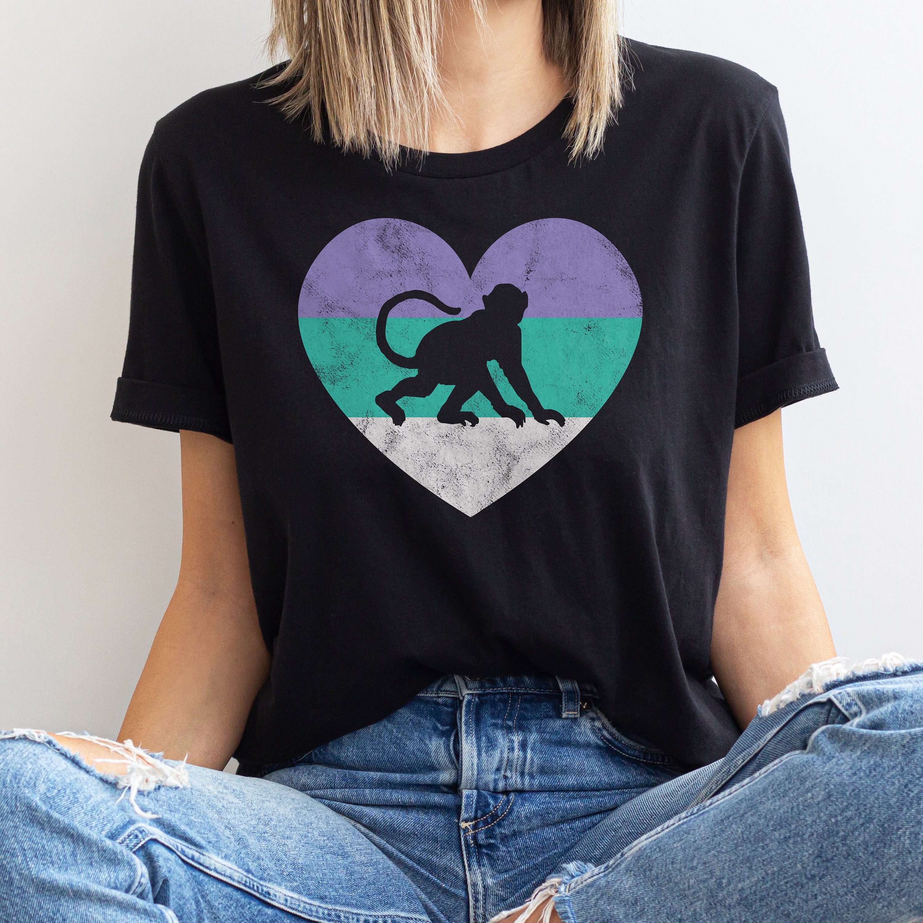 Monkey Shirt for Women and Girls, Cute Monkey T-shirt, Retro
