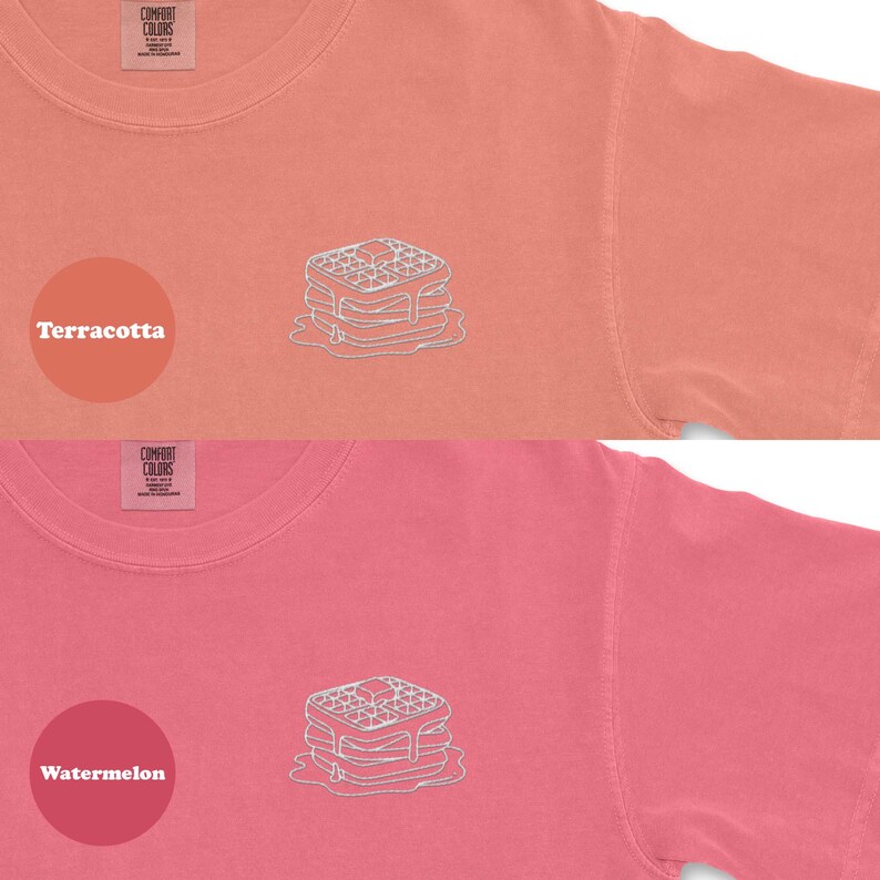 Camiseta bordada con colores Waffles Comfort, camisa Waffles, regalo Waffles imagen 10