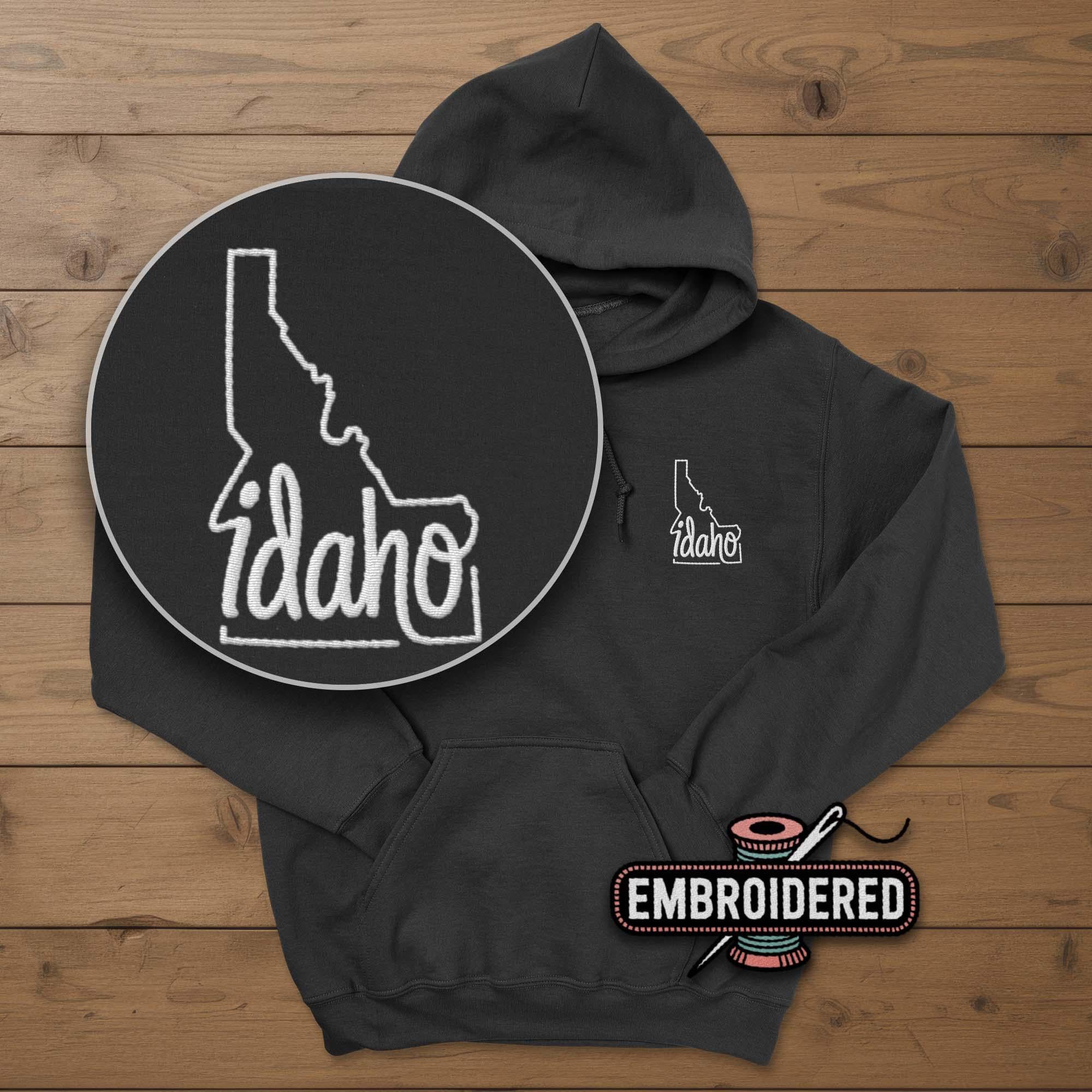 Idaho Embroidered Hoodie, Adult Unisex Men's or Women's Idaho Hoodies, ID Gift
