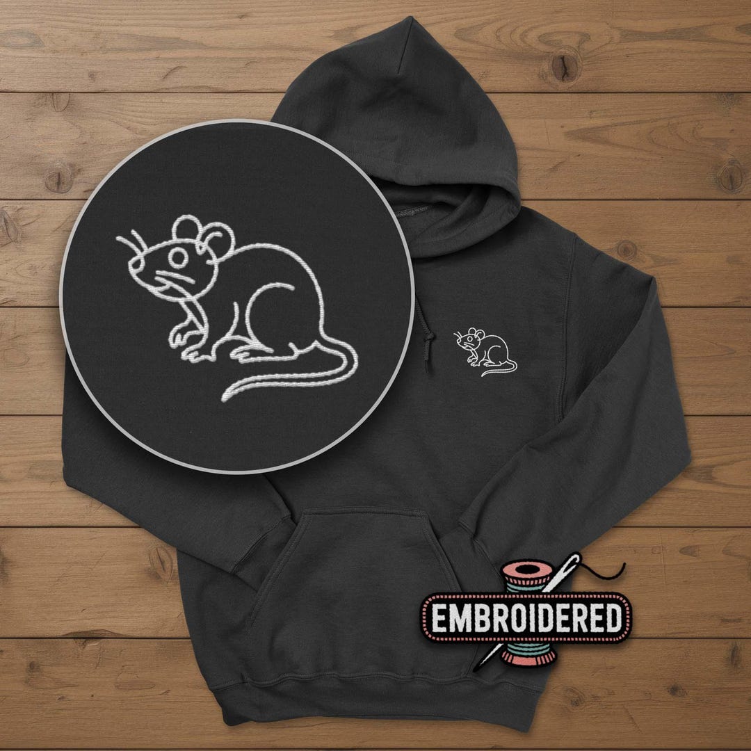 Rat Embroidered Hoodie, Rat Hoodies, Animal Gift - Etsy