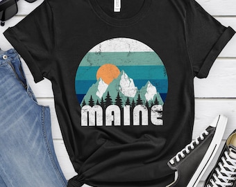 Maine T-shirt, Retro Maine Shirt, Vintage Maine Tee, Maine Vacation Shirt, Maine Shirts, Maine Shirt for Men or Women