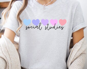 Social Studies Shirts For Women, Women's Social Study T-Shirt, I Love Social Studies Shirt, I Heart Social Studies Tee, Social Studies