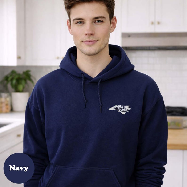 North Carolina Embroidered Hoodie, Adult Unisex Men's or Women's North Carolina Hoodies, NC Gift image 3