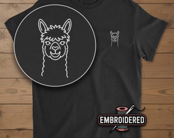 Alpaca Head Embroidered Shirt, Animal Gift