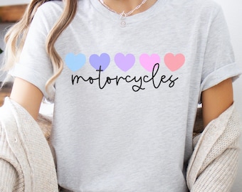 Motorcycles Shirts For Women, Women's Motorcycle T-Shirt, I Love Motorcycles Shirt, I Heart Motorcycles Tee, Motorcycles Lover T-Shirts