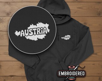 Austria Embroidered Hoodie, Austria Travel Vacation Hoodies, Austria Gift