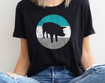 Pig Shirt, Retro Pig Tee, Pig Gift, Vintage Pig T-shirt for