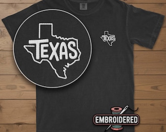Texas Embroidered Comfort Colors T-shirt, Texas State Shirt, TX Gift