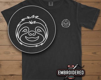 Sloth Embroidered Comfort Colors T-shirt, Sloth Shirt Animal Gift