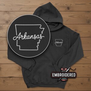 Arkansas Embroidered Hoodie, Adult Unisex Men's or Women's Arkansas Hoodies, AR Gift