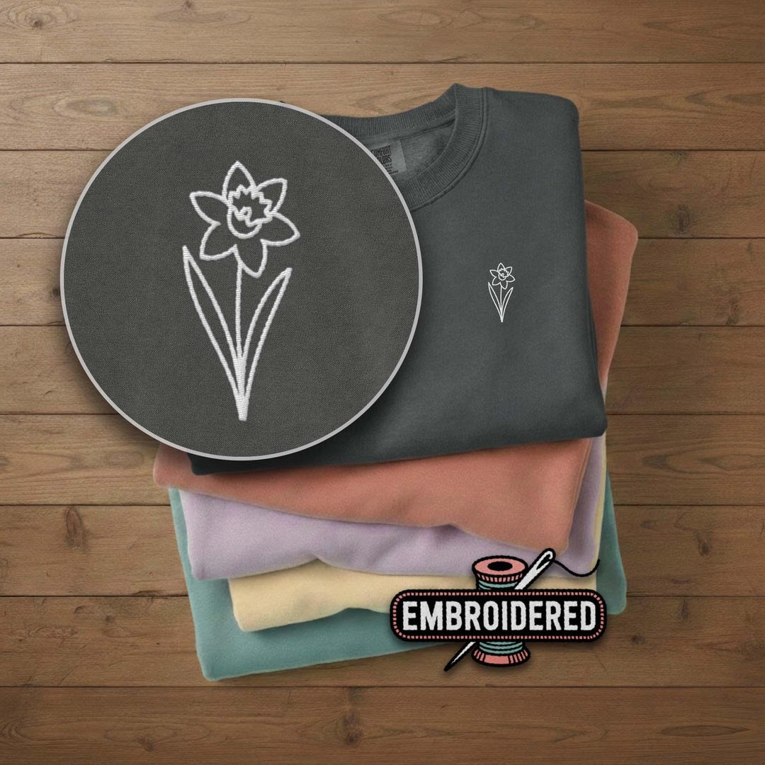 Daffodil Embroidered Comfort Colors Sweatshirt, Floral Crewneck ...