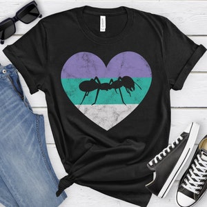 Ant Shirt for Women and Girls, Cute Ant T-Shirt, Retro Vintage Ant Shirts, I Heart Ants, Gift for Ant Lover