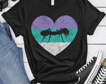 Ant Shirt for Women and Girls, Cute Ant T-Shirt, Retro Vintage Ant Shirts, I Heart Ants, Gift for Ant Lover