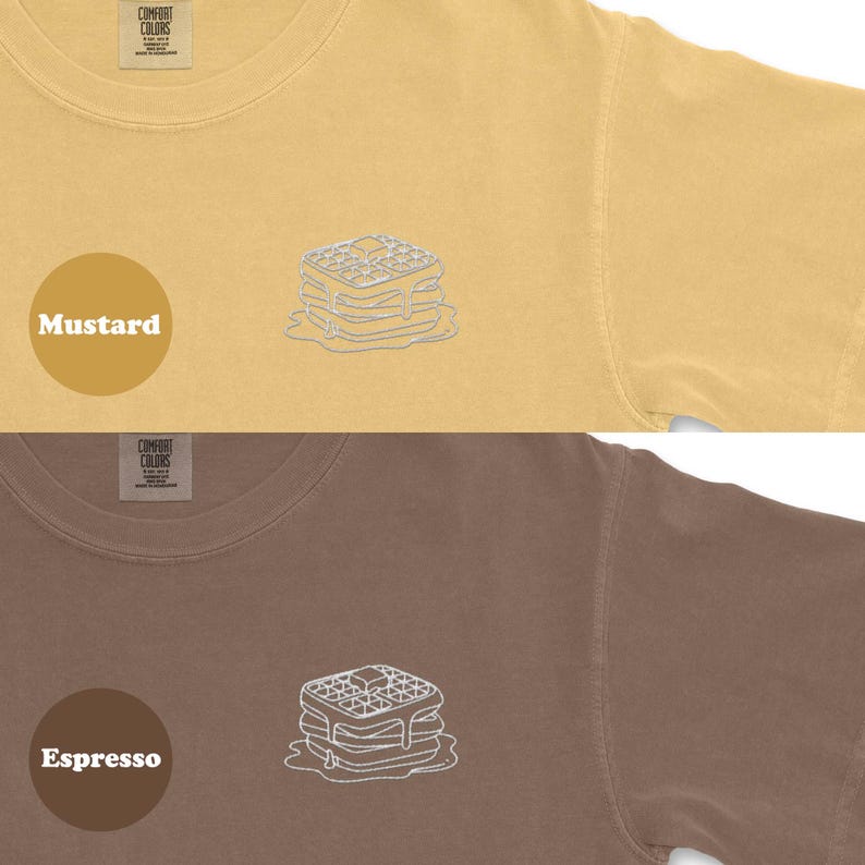 Camiseta bordada con colores Waffles Comfort, camisa Waffles, regalo Waffles imagen 9
