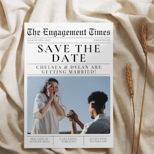Engagement Times Newspaper Save The Date Card