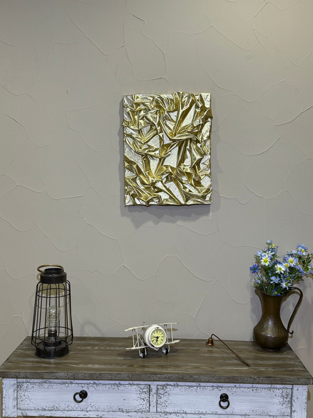 Unique princess 3D Fabric Gold Abstract Art, 16x20 Boho Wall Decor ...
