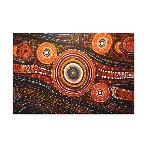 Aboriginal Dreamtime Circles: Vibrant Canvas Art Print Symbolizing Unity & Life