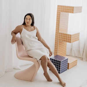 Women&#39;s linen night dress NAKTIS in creamy white. Linen pyjamas for women. Women&#39;s linen nightwear. Women&#39;s linen sleep dress
