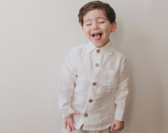 Linen shirt for boys MĖNULIS. Linen shirt for toddlers.