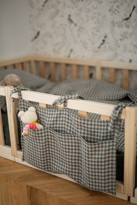 Linen Baby Crib Pocket Organizer: Baltic Linen, Nursery Storage